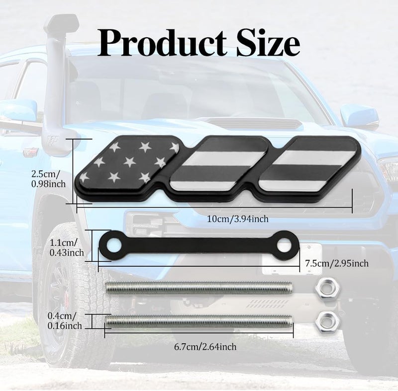 CHRYMUM TRD Grille Decor Badge, 3-Color Upgrade Emblem, Grille Insert Trims, Tri-Color Grille Badge Emblem Car Decoration Accessories Fit for Tacoma 4Runner Tundra Sequoia Rav4 Highlander (Grey) - Image 2